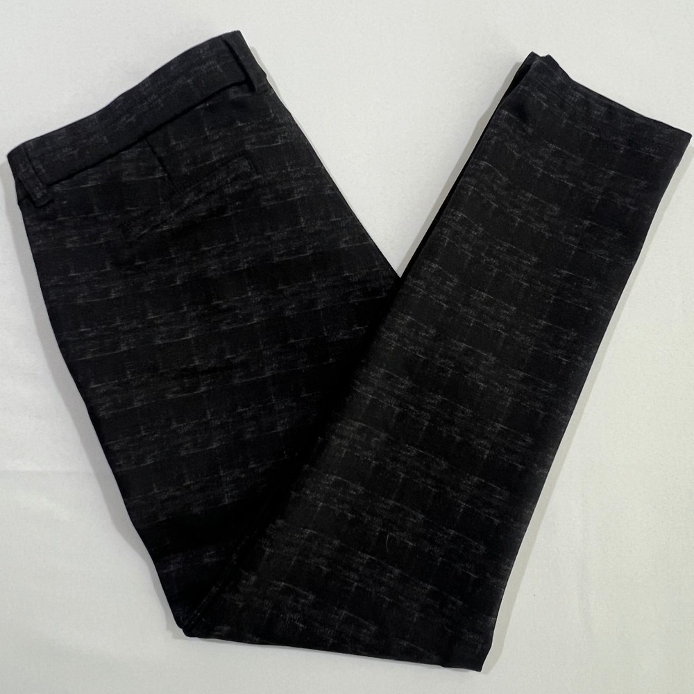 Kut from the Kloth Skinny Trousers Tonal Plaid Charcoal Black Academia Women 10P